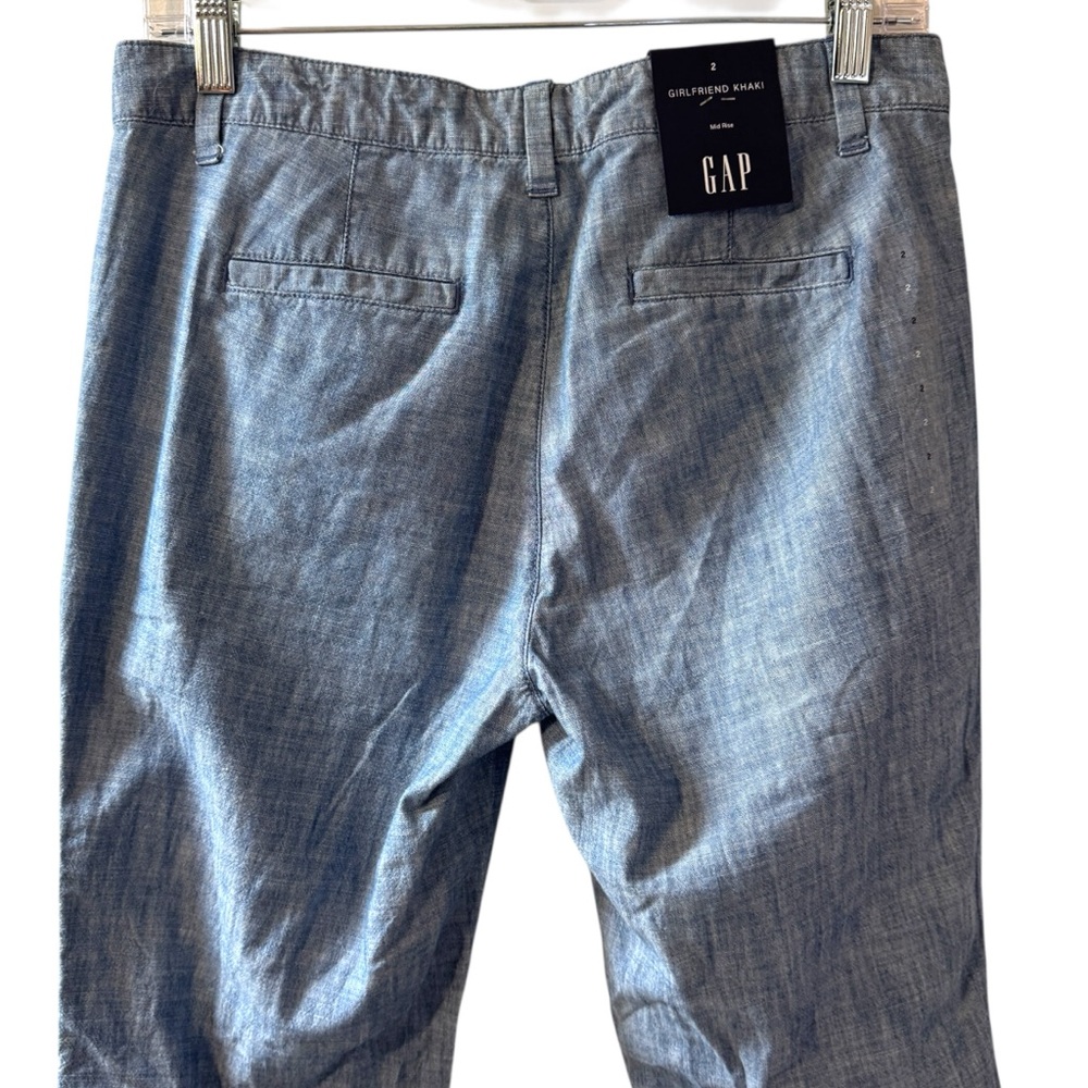 NWT Gap Girlfriend Khaki Chambray Blue cropped pants Women’s 2 (see meas.) - Picture 5 of 13